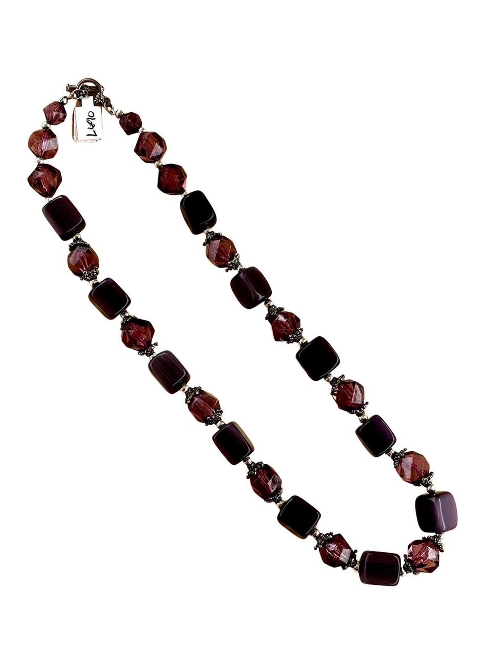 Vintage Purple Glass Beaded Necklace